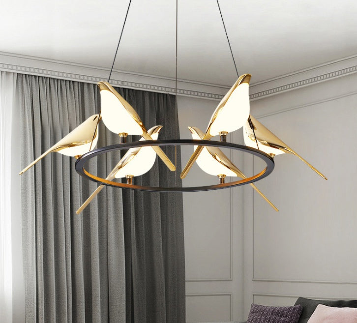 Nordic Minimalist Dining Table Bird Art Living Room Chandelier