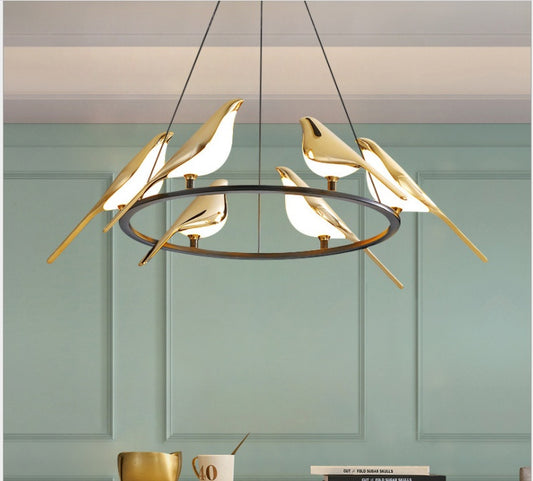 Nordic Minimalist Dining Table Bird Art Living Room Chandelier