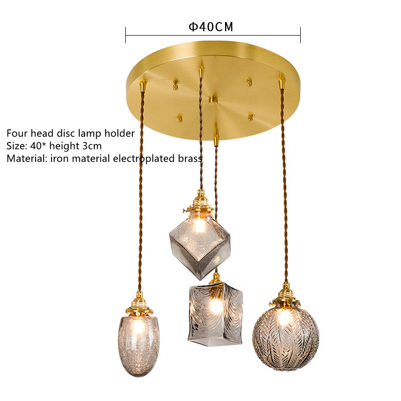 Japanese Vintage Brass Glass Chandelier